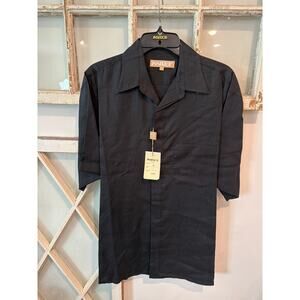 NWT Inserch size large black linen button down shirt